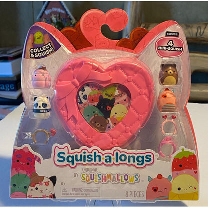 Original Squishmallows 4 Squish-a-longs + 3 Accessories + Pink Case