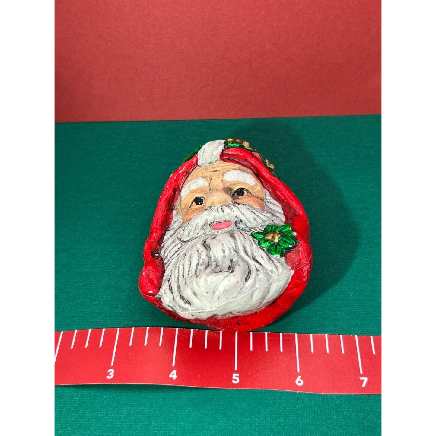 Victorian Santa Christmas Ornament - Santa Head Ornament 4.5" h