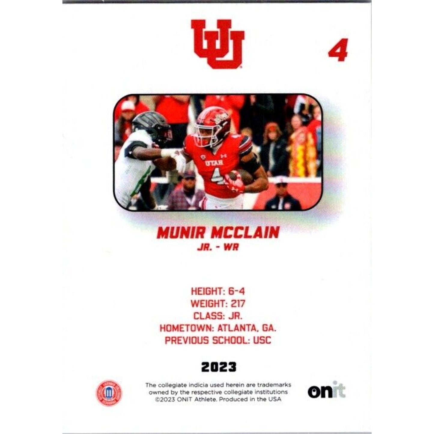 2023 Onit Football Munir McClain Utah Utes