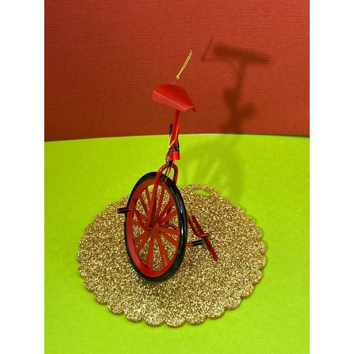 Unicycle Red with Kickstand Christmas Ornament
