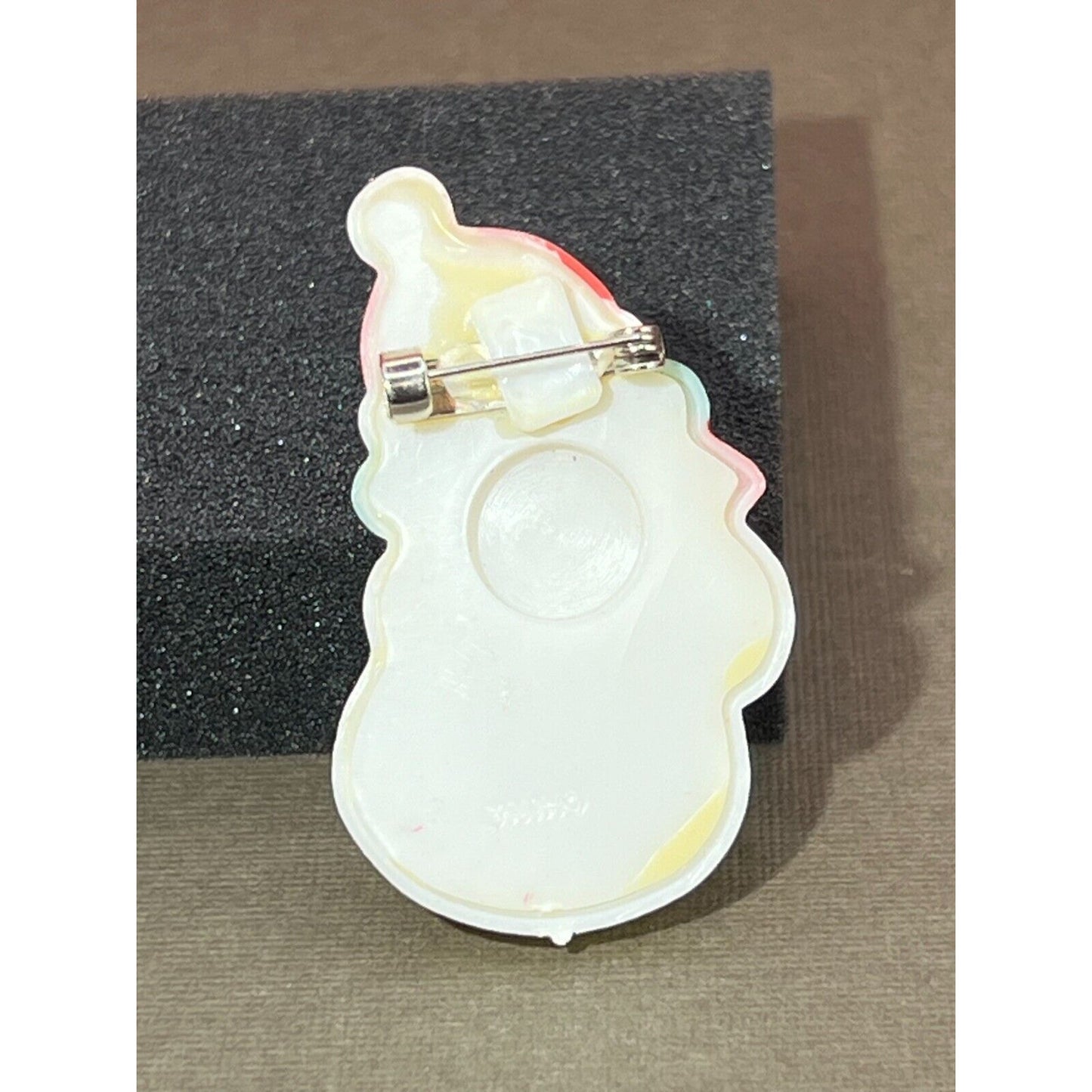 Vintage Santa and Snowman Brooches Christmas Plastic Lapel Pin