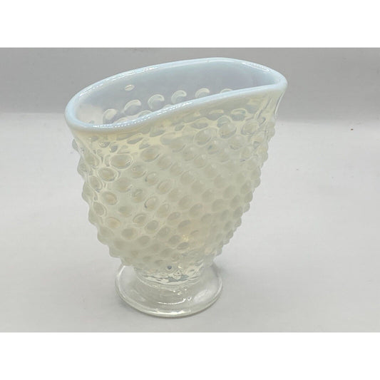 Fenton Hobnail 1950's White Clear glass miniature vase 3 5/8" tall Opalescent