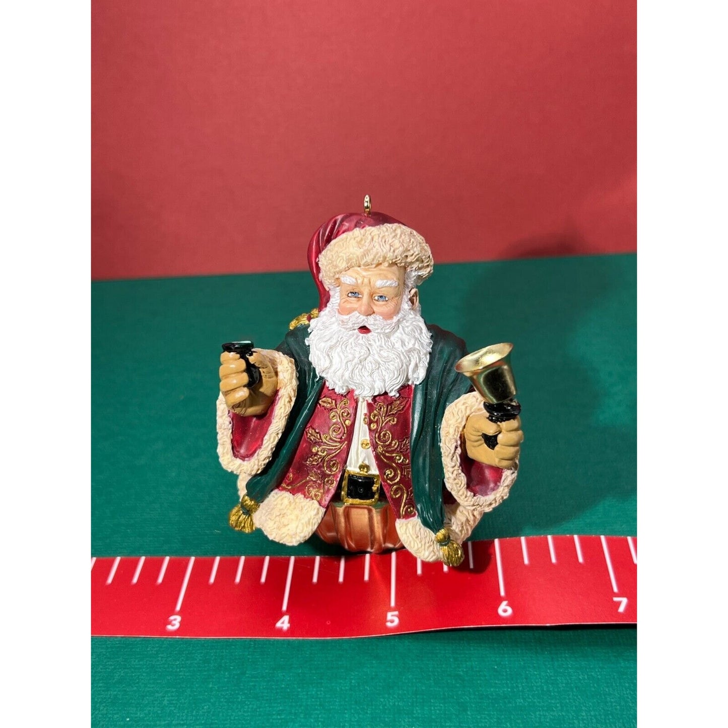 2004 Hallmark Keepsake Santa Ornament Bell 3" h (right handbell is missing)