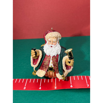 2004 Hallmark Keepsake Santa Ornament Bell 3" h (right handbell is missing)