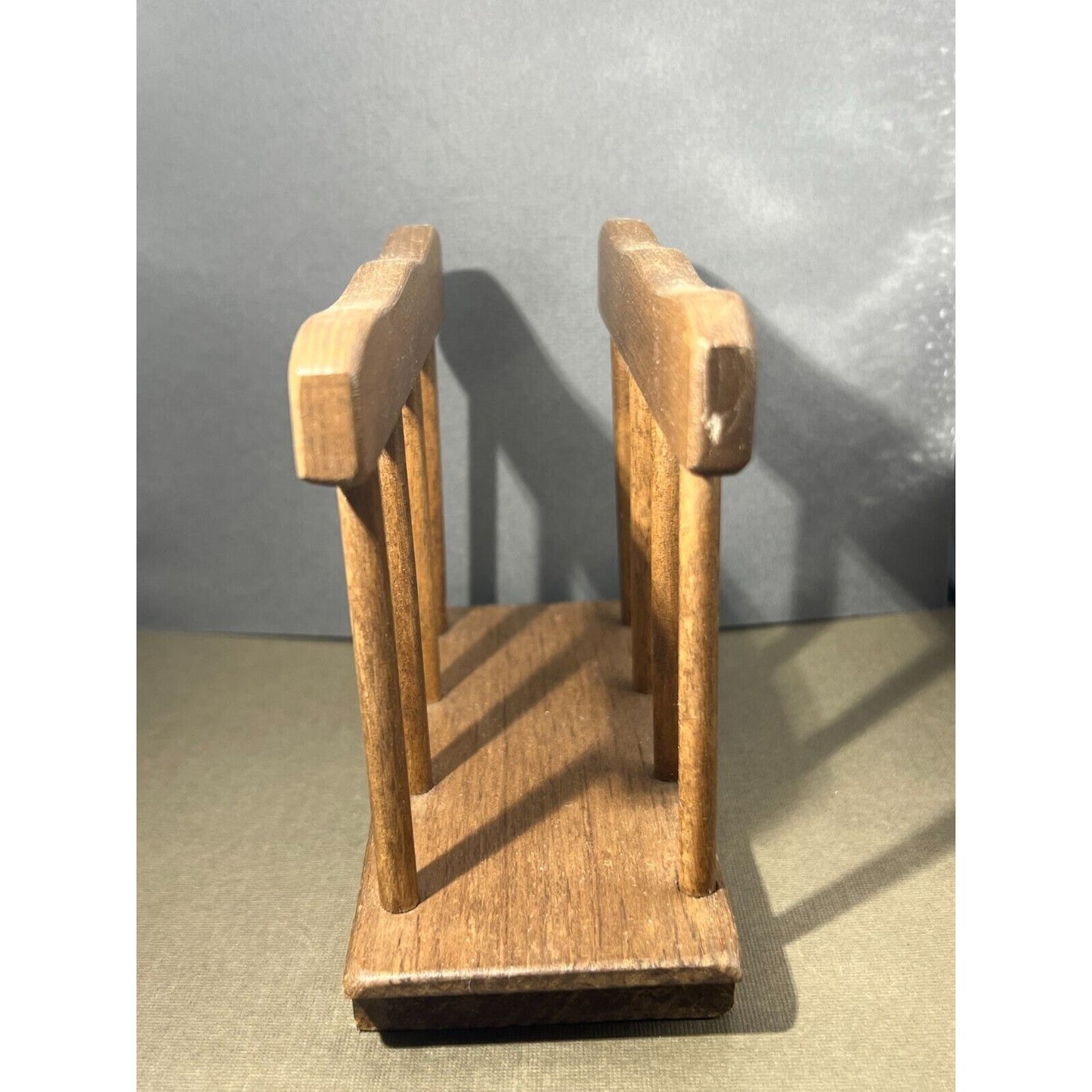 Vintage Handcrafted Wooden Napkin Holder Brown 6”L x 2.5"W x 4.75"H