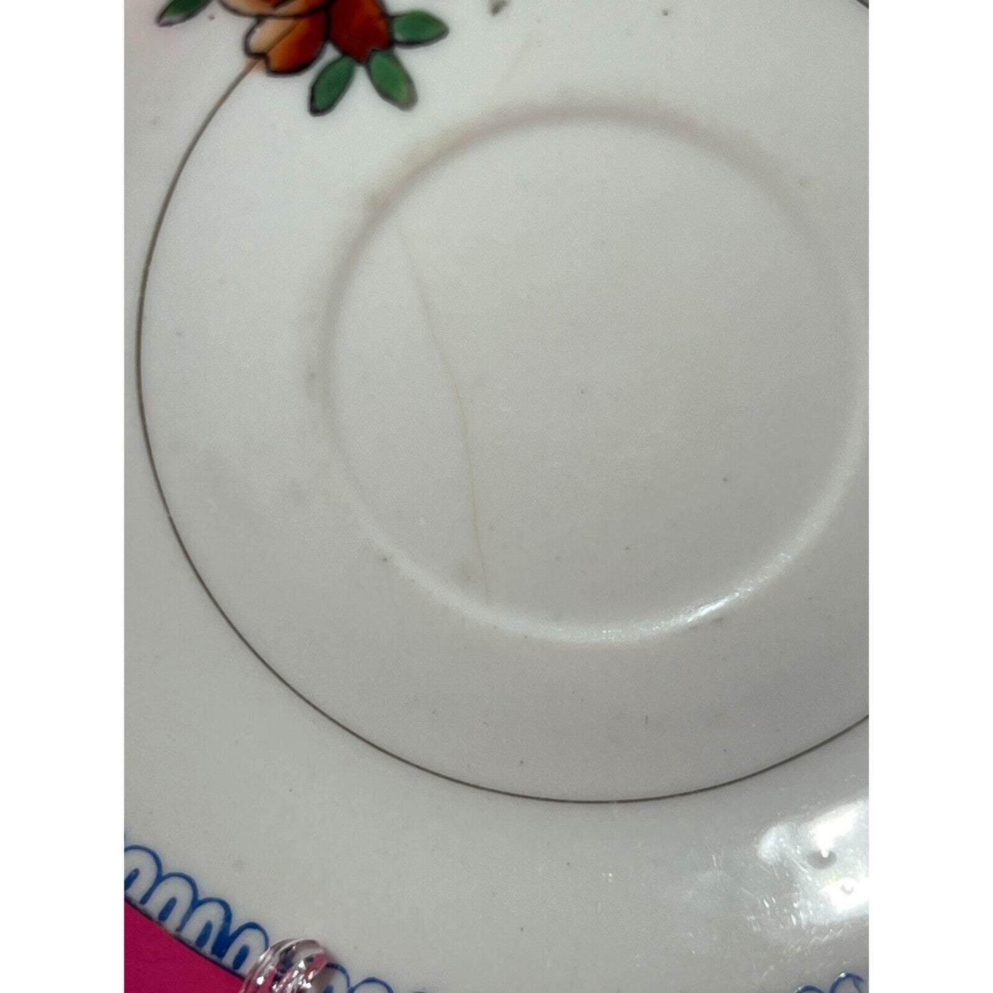 Saucer with Flowers Made in Occupied Japan Small Crack Bubbles 5.5" Saucer Plate