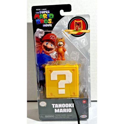 Jakks Super Mario Bros Movie Tanooki Mario Mini Figure w/ Question Block New