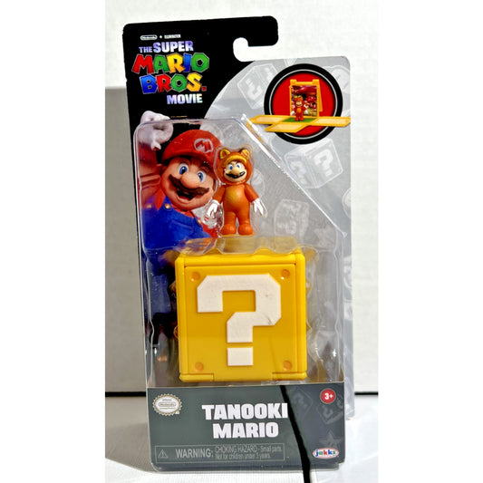 Jakks Super Mario Bros Movie Tanooki Mario Mini Figure w/ Question Block New