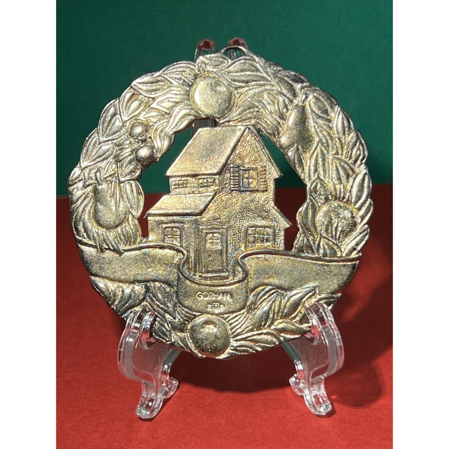 1997 Gorham Silver Plate "Our New Home" Wreath Ornament