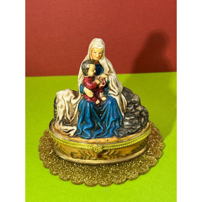 Vintage Porcelain Nativity Trinket Box Trinity Broadcast Network