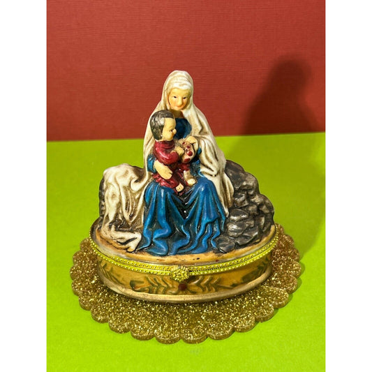 Vintage Porcelain Nativity Trinket Box Trinity Broadcast Network