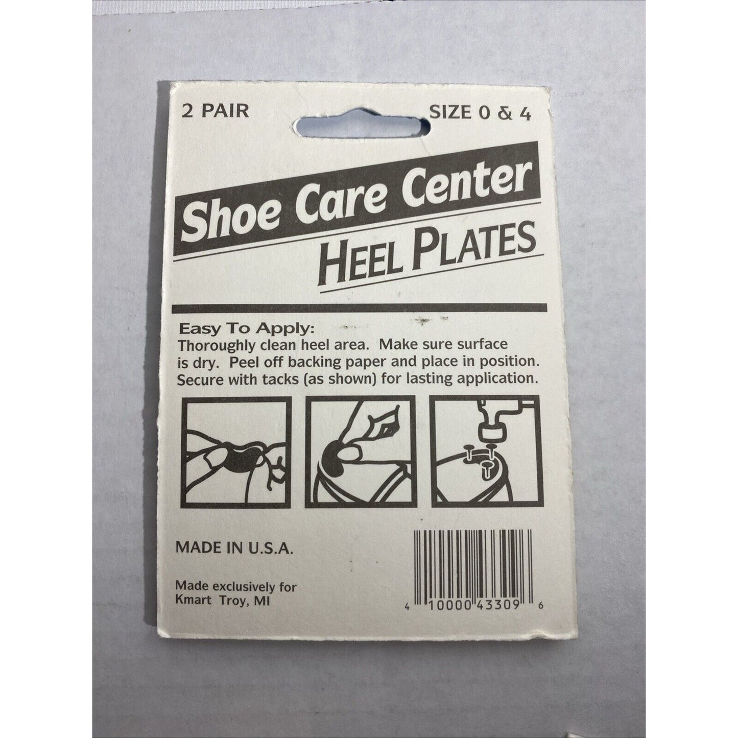 Shoe Care Center Heel Plates 2 Pair Size 0 & 4 Easy to Apply Made in USA New