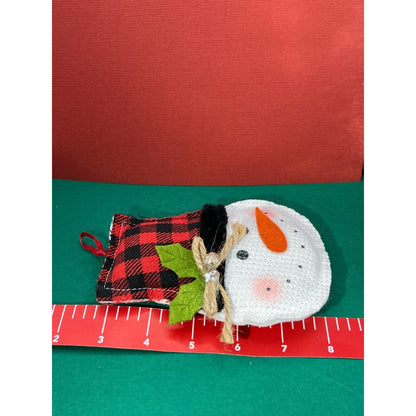 Snowman Christmas Ornament Cloth Sewn Poly-Fil