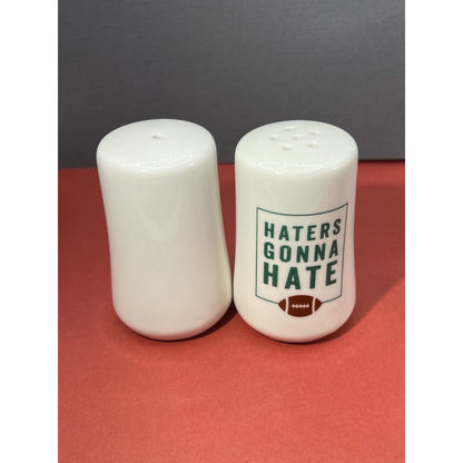 Salt and Pepper Shaker Haters Gonna Hate Football Theme 3" tall