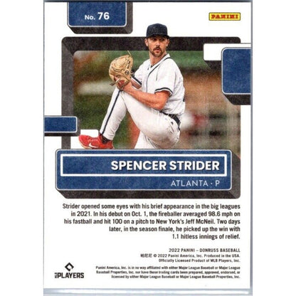 2022 Donruss #76 Spencer Strider Atlanta Braves Independence Day Rookie