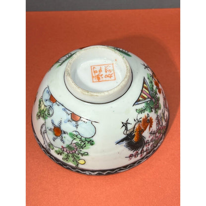 Asian Dish Rooster Bowl Hand Painted