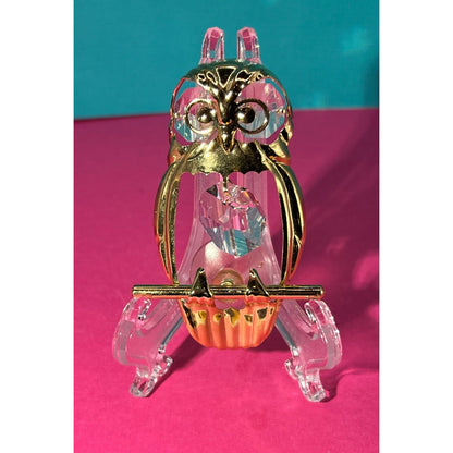 Mascot Crystal Delight 24k Gold Owl Suncatcher